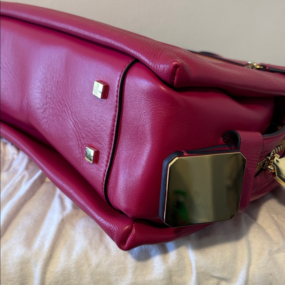 Stuart Weitzman Fuchsia Satchel Bag - image 3